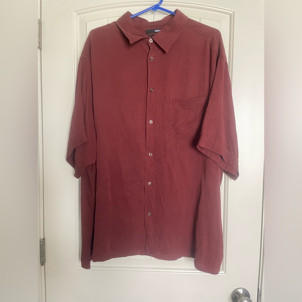 Murano Men's Silk Red Button-Up Shirt Size XXL